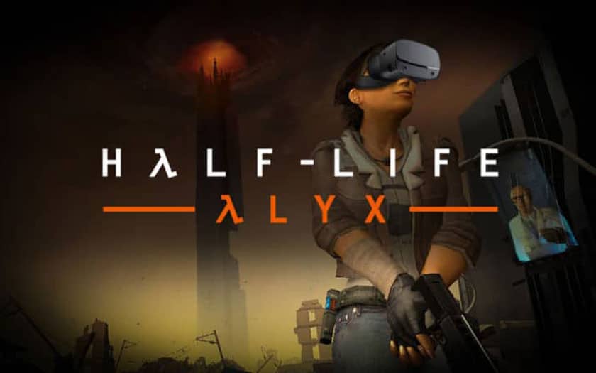 Affiche du jeu Half-Life: Alyx où le personnage porte un casque VR