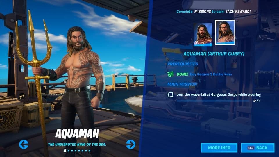 skin Aquaman Fortnite Saison 3 défis Epic Games