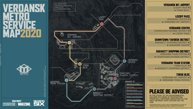 Call of Duty : Warzone carte Verdansk  métro Infinity Ward