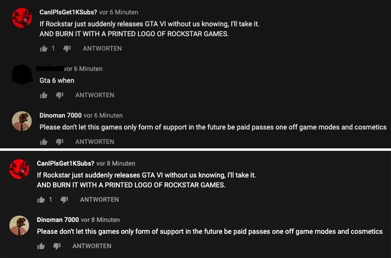 Commentaire YouTube GTA 6