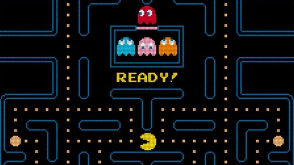 Capture d'écran d'une partie de Pac-Man sur borne d'arcade