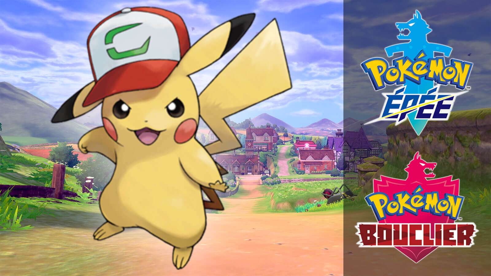 Pikachu avec la casquette de Sasha dans Pokémon Épée et Bouclier