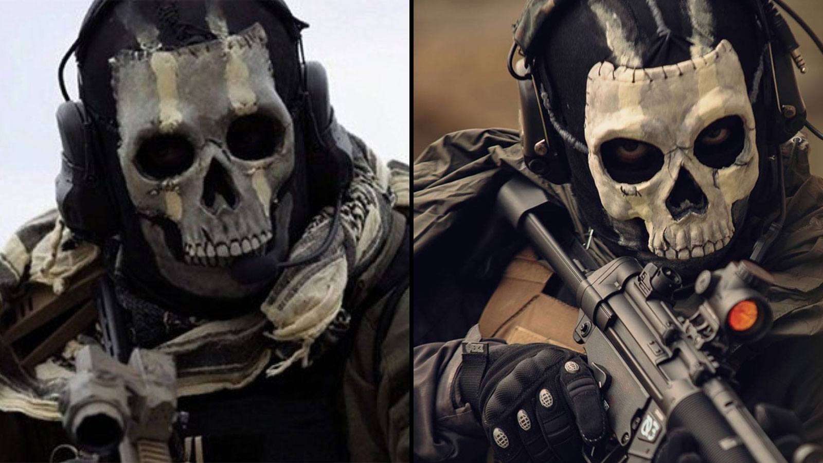 Comparaison entre Ghost dans Modern Warfare et le cosplay d'Inzzen