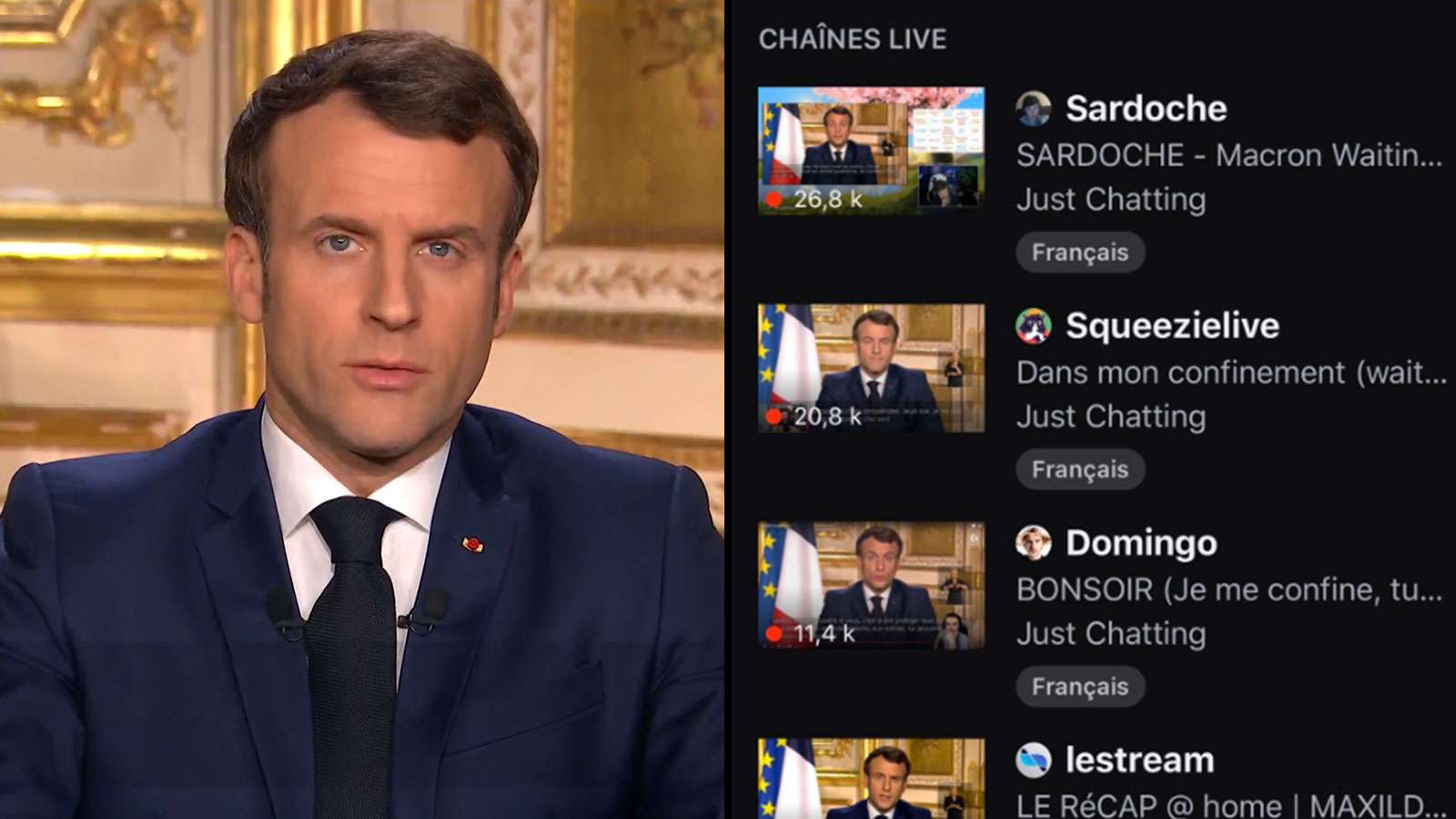 Le discours d'Emmanuel Macron était très présent sur Twitch