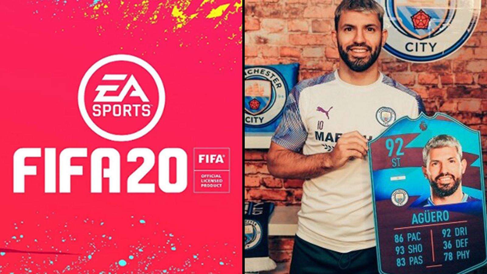 Aguero portant sa carte POTM sur FIFA 20