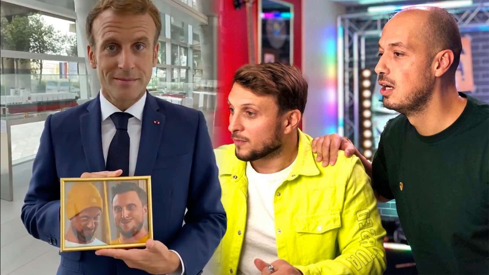 Emmanuel Macron rpésente la photo de Mcfly et Carlito