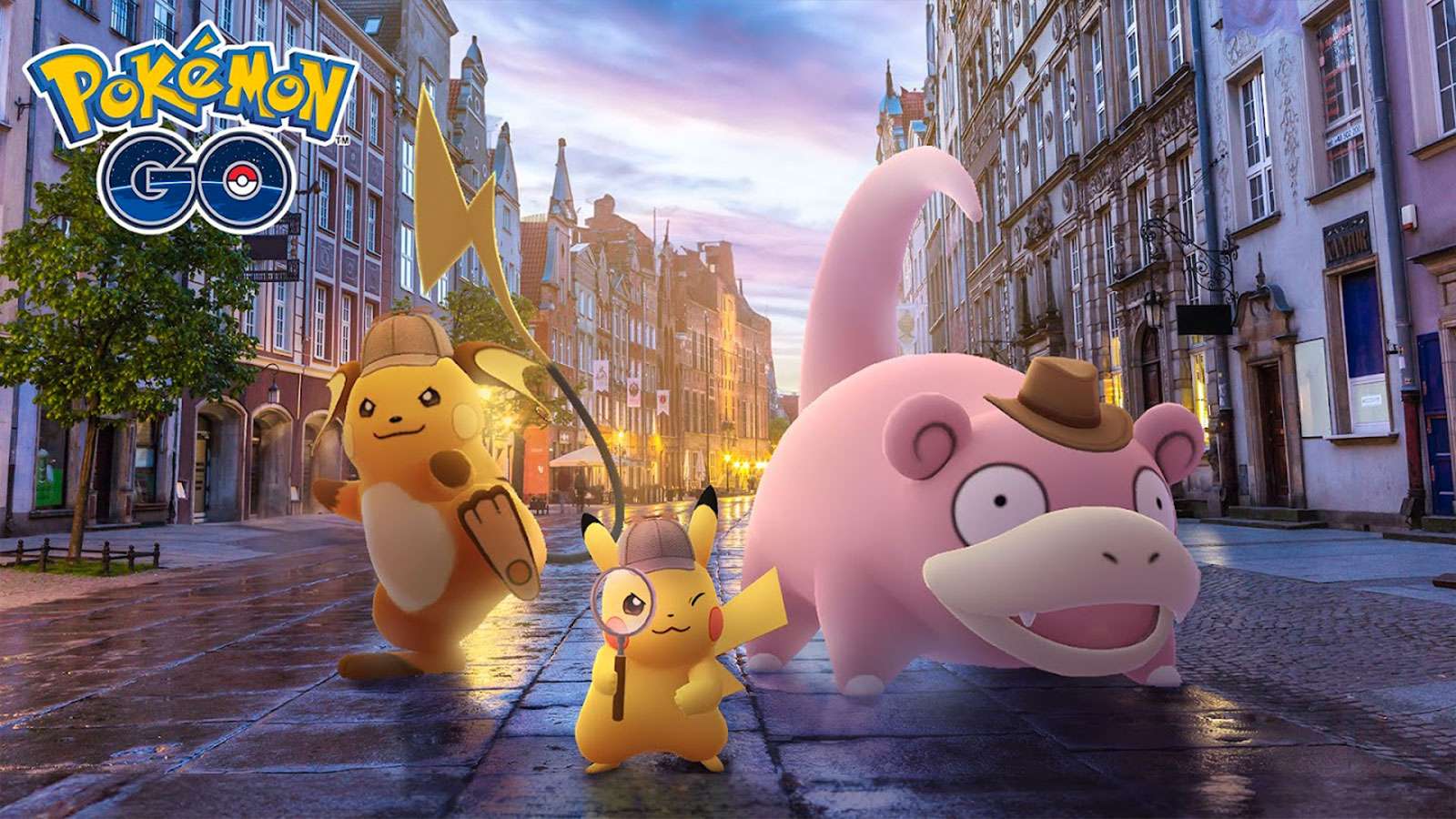Raichu, Pikachu et Ramoloss avec un chapeau de détective sur Pokémon Go