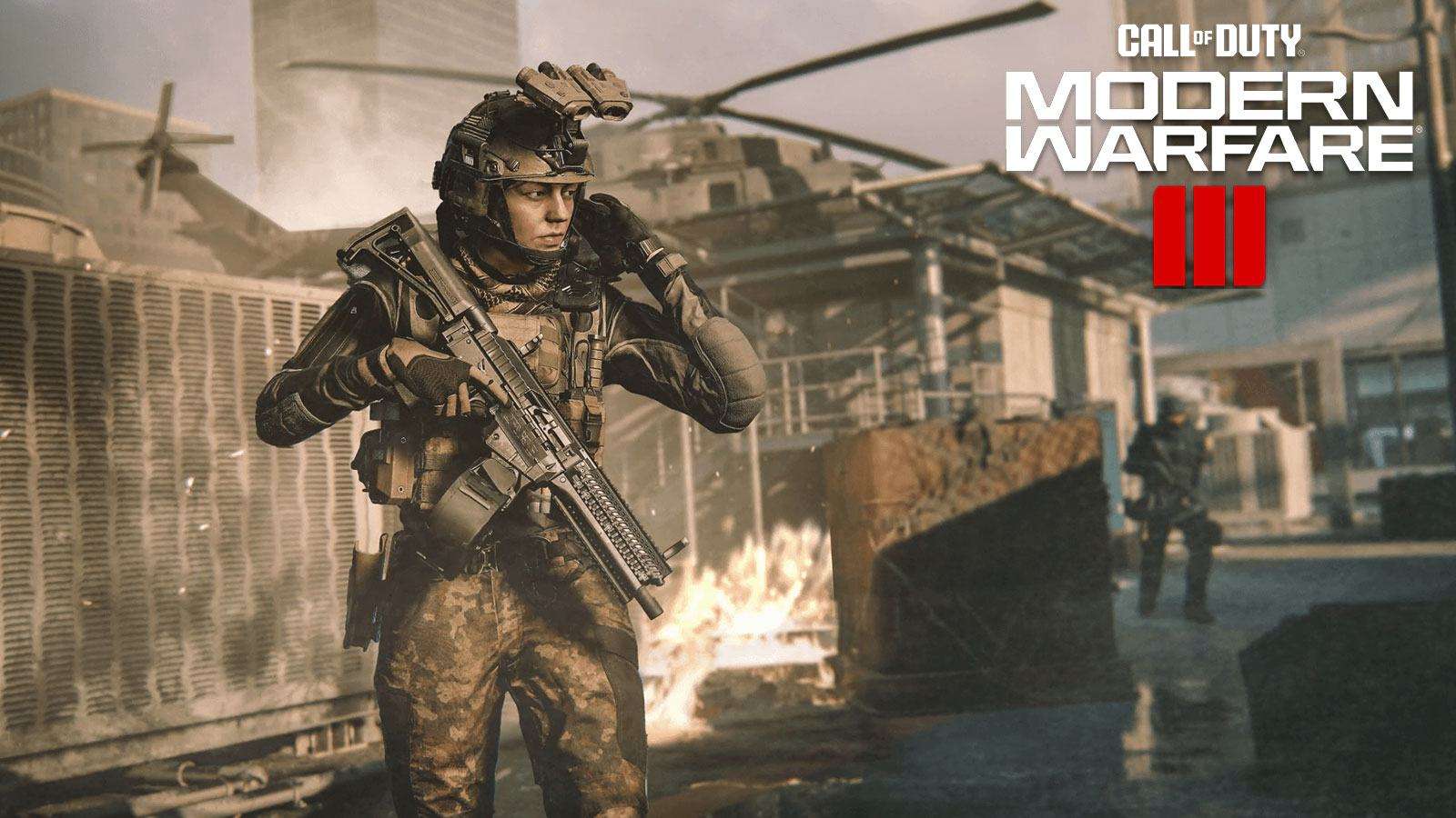 Un opérateur sur la carte Highrise de Modern Warfare 3