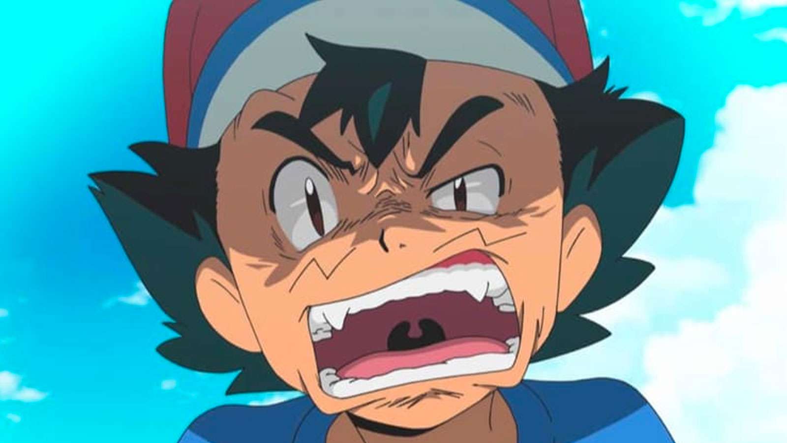 Sacha, furieux, dans la série Pokémon