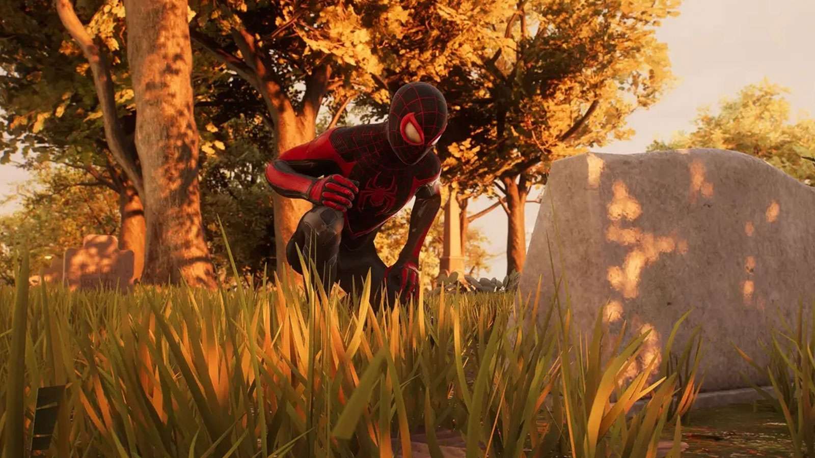 Spider-Man devant une tombe
