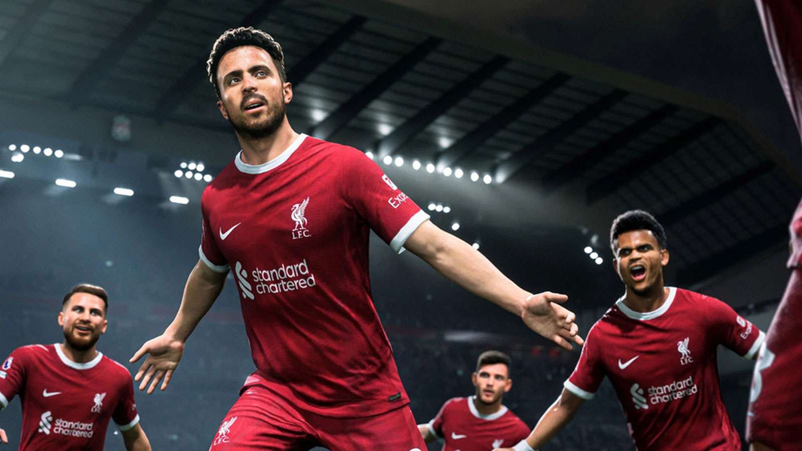 L'équipe de Liverpool célébrant un but sur EA FC 24