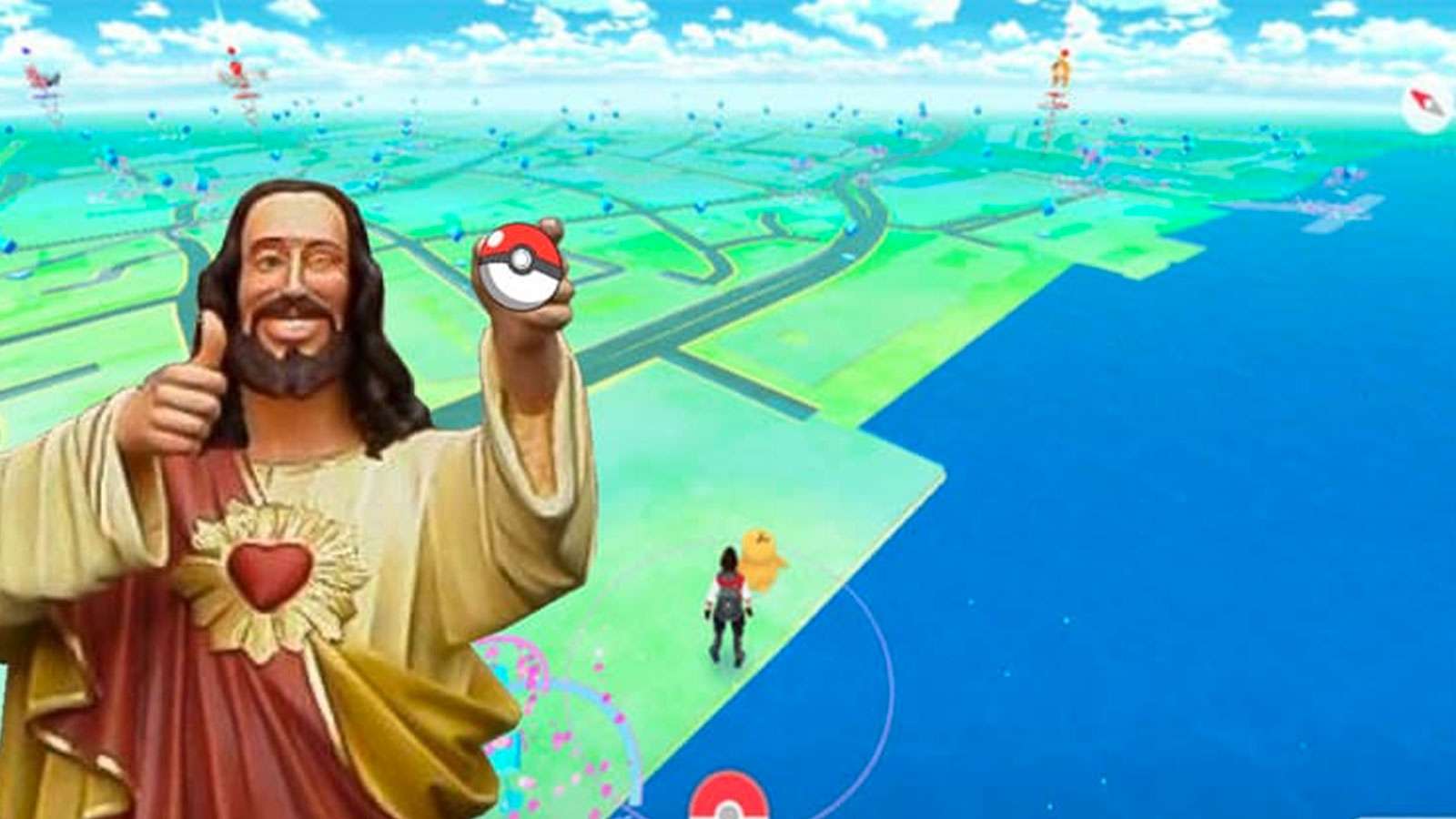 Une image de Jésus devant Pokémon Go