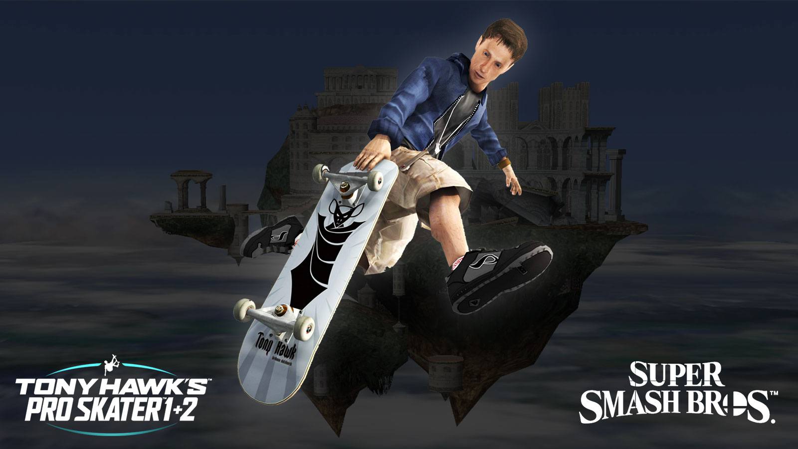 La map custome Smash Bros sur Tony Hawk's Pro Skater