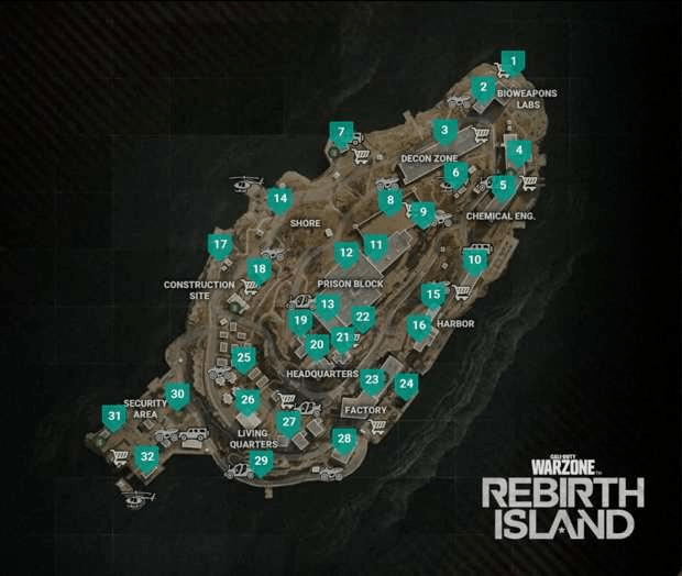 carte Rebirth Island Warzone Treyarch