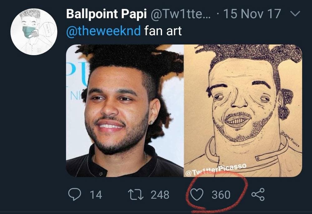 La caricatuer de The Weeknd par Tw1tterPicasso