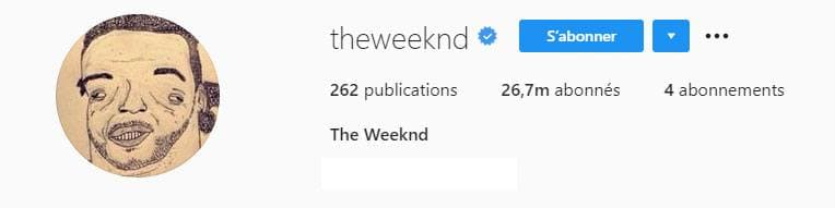 Photo de profil Instagram de The Weeknd