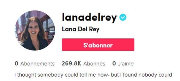 Compte TikTok de Lana Del Rey