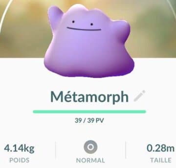 Métamorph Pokémon Go