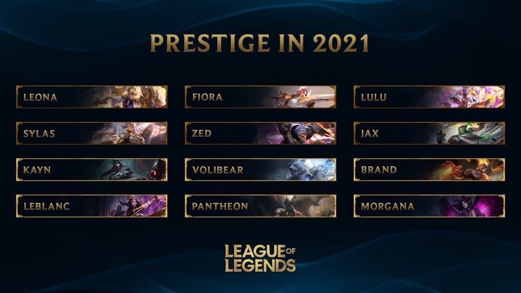 Riot dévoile les prochains skins Prestige à venir sur League of Legends