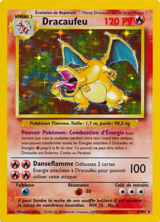 Carte Dracaufeu set de base Pokémon