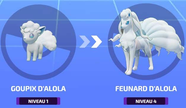 Goupix évolue en Feunard dans Pokémon Unite