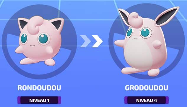 Rondoudou évolue en Grodoudou sur Pokémon Unite