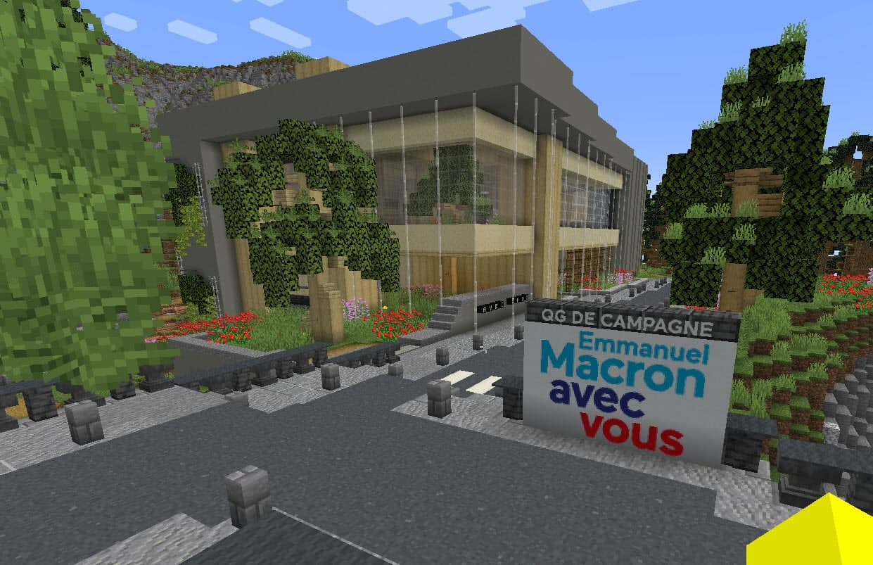 QG de campagne Emmanuel Macron Minecraft