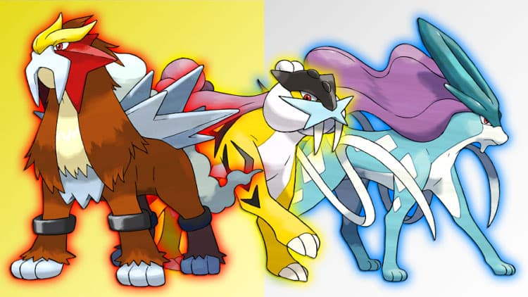 Les Pokémon Entei, Raikou et Suicune