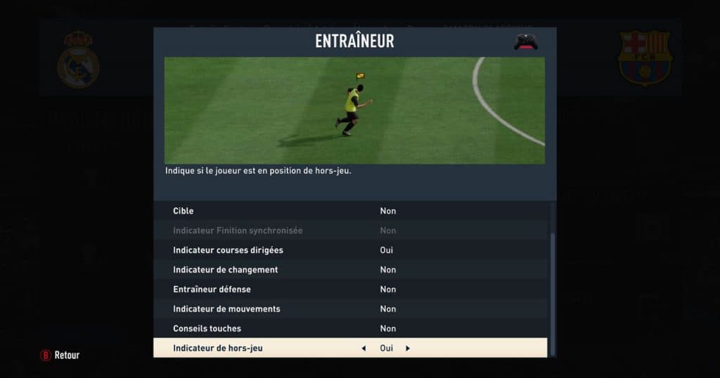 Indicateur de hors-jeu sur FIFA 23