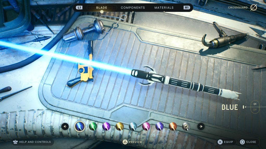 Sabre laser bleu dans Star Wars Jedi: Survivor