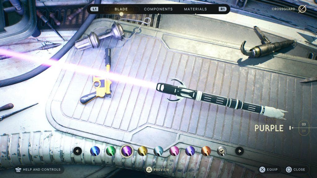 Sabre laser violet dans Star Wars Jedi: Survivor