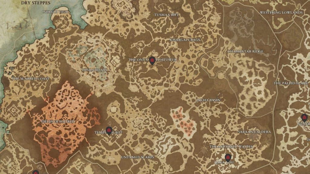 Cartes des Bastions dans la région Steppes Arides | Diablo 4