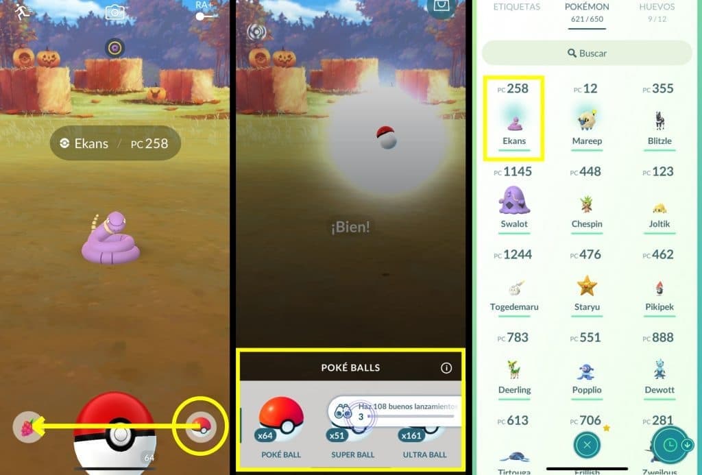 Exemple d'une Capture Rapide sur Pokémon Go