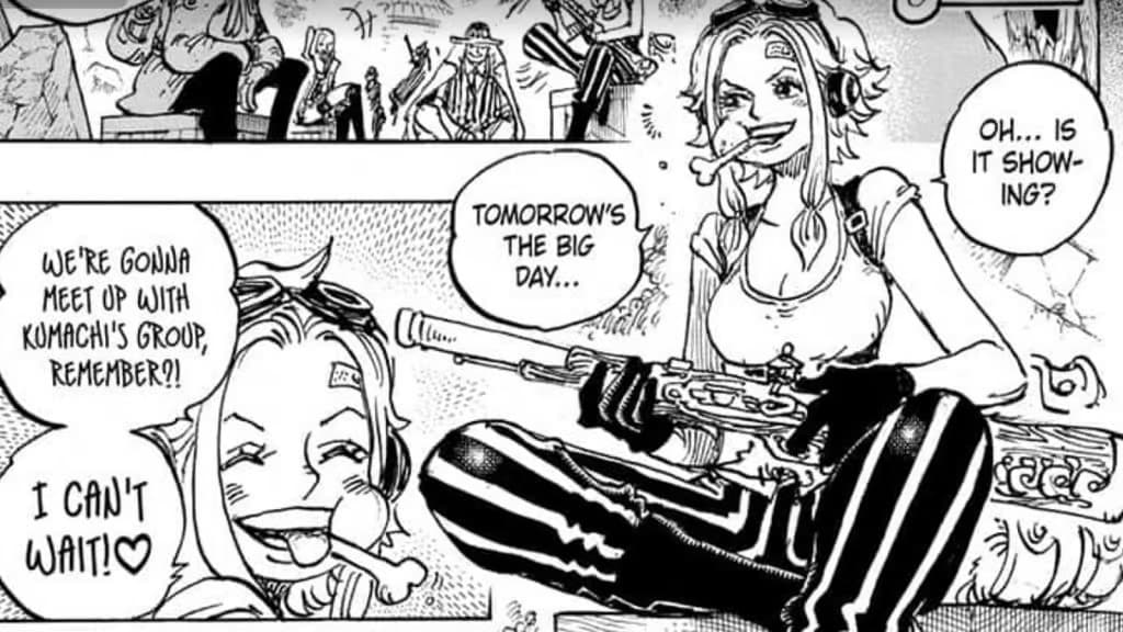 Extrait de One Piece Chapitre 1098 montrant le personnage de Ginny