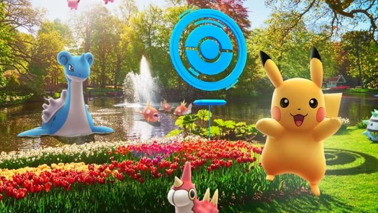 Lokhlass, Chenipotte et Pikachu dans Pokémon Go