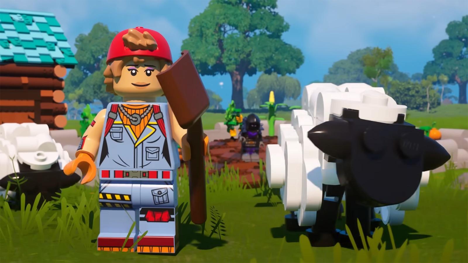 Personnage et un Mouton dans LEGO Fortnite