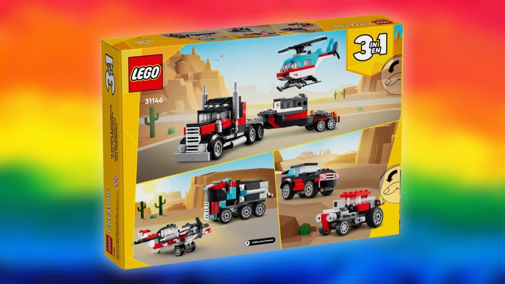 Ensemble LEGO Creator 3-en-1 Le camion remorque avec hélicoptère — 31146 de 2024