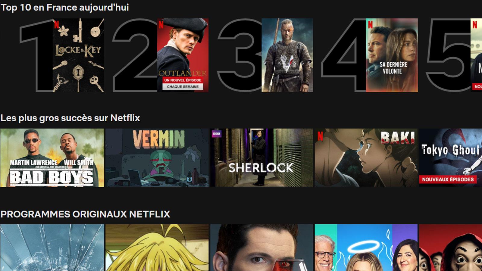 Des Top 10 viennent de faire leur apparition sur Netflix