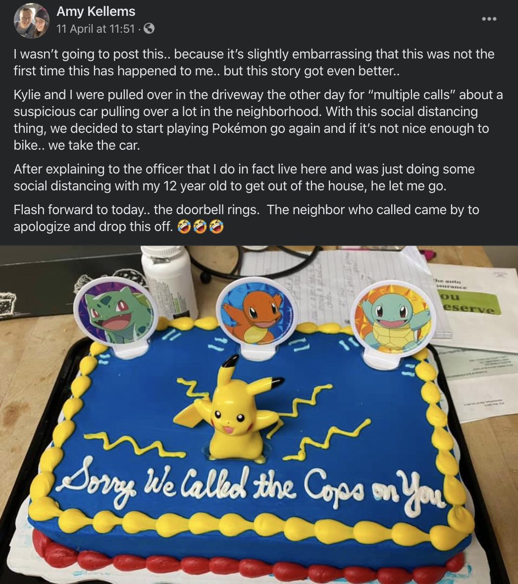Post Amy Kellems Facebook Pokémon Go gâteau