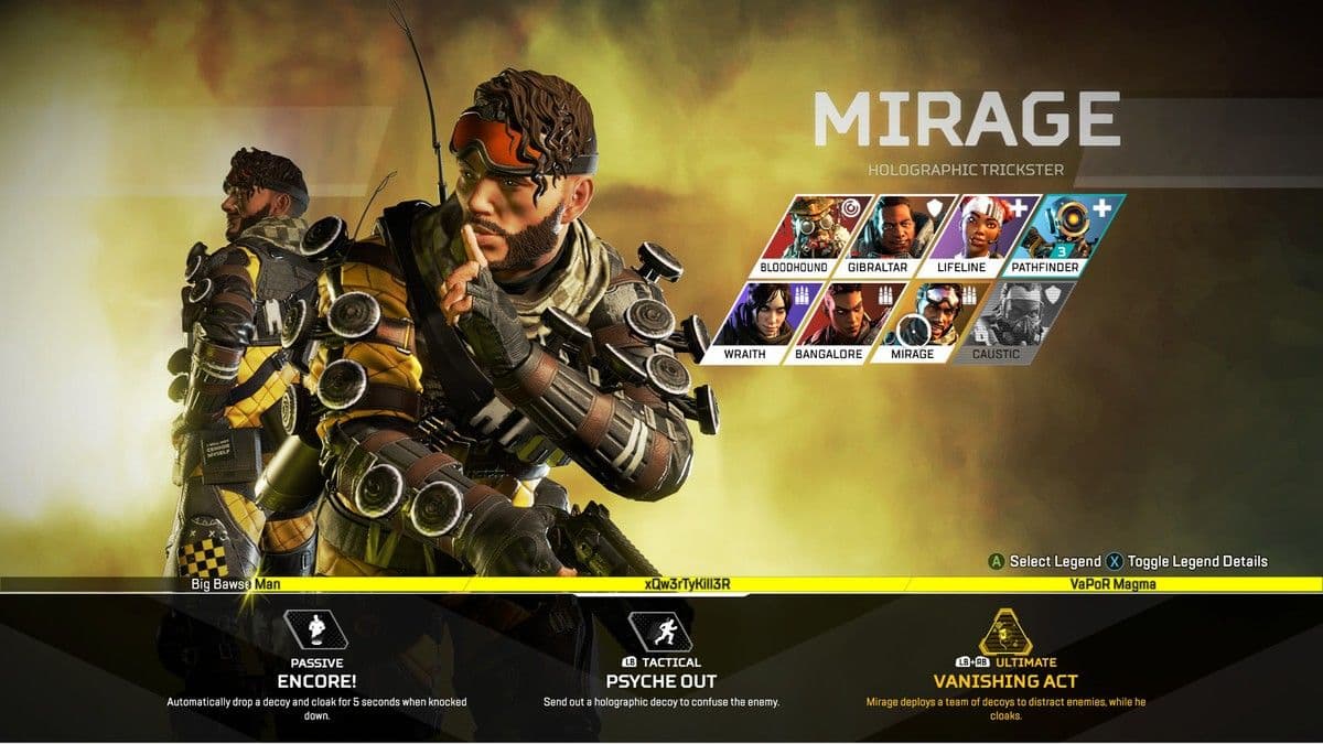 Mirage lobby Apex Legends Respawn entertainment