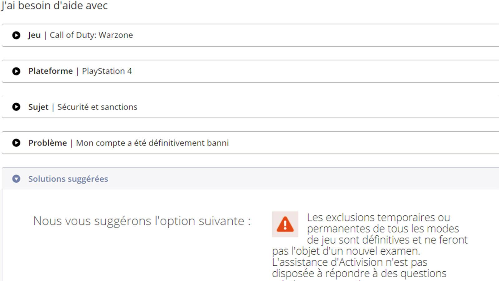 support Activision Warzone ban compte
