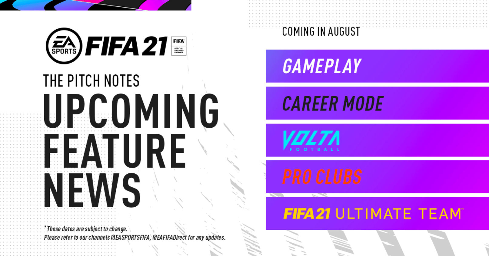 EA SPORTS FIFA 21 fonctionnalités à venir