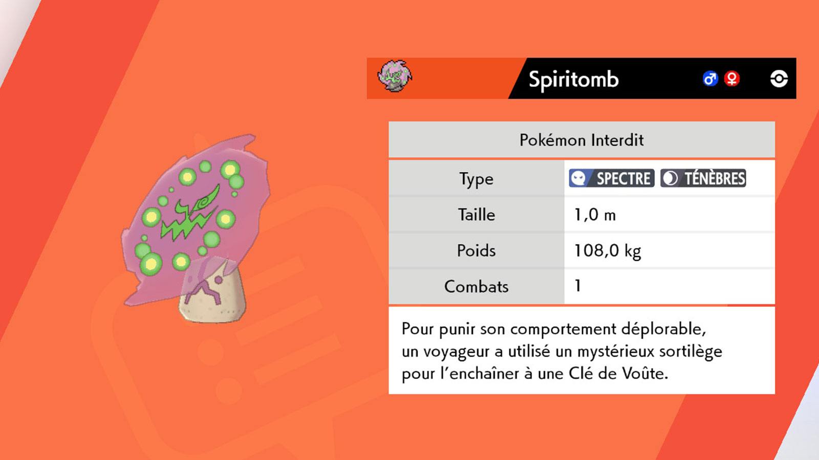 Pokémon couronneige Pokédex Spiritomb