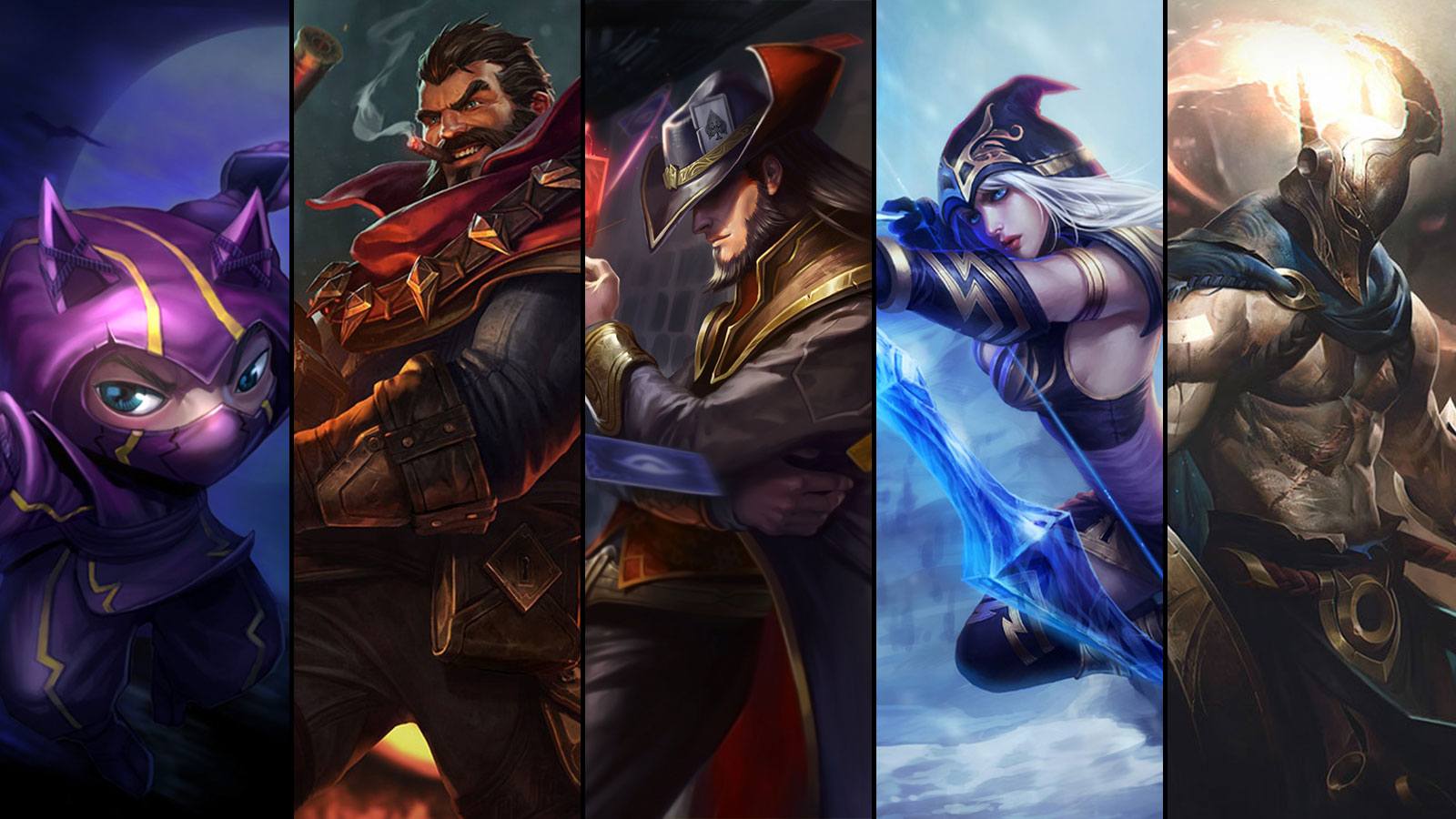 Kennen, Graves, Twisted Fate, Ashe et Pantheon