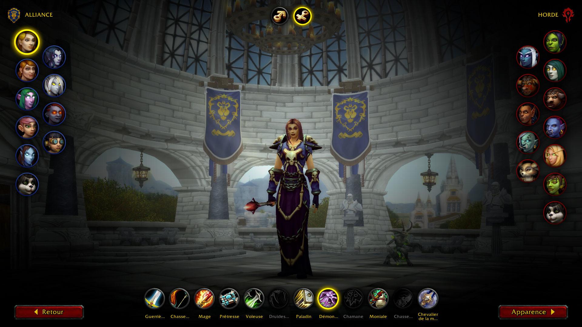 Une capture d'écran de la fenêtre de personnalisation des personnages pour World of Warcraft