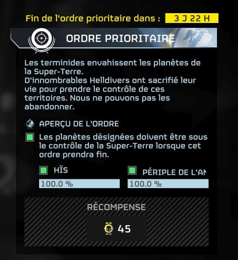 Ordre Prioritaire dans Helldivers 2