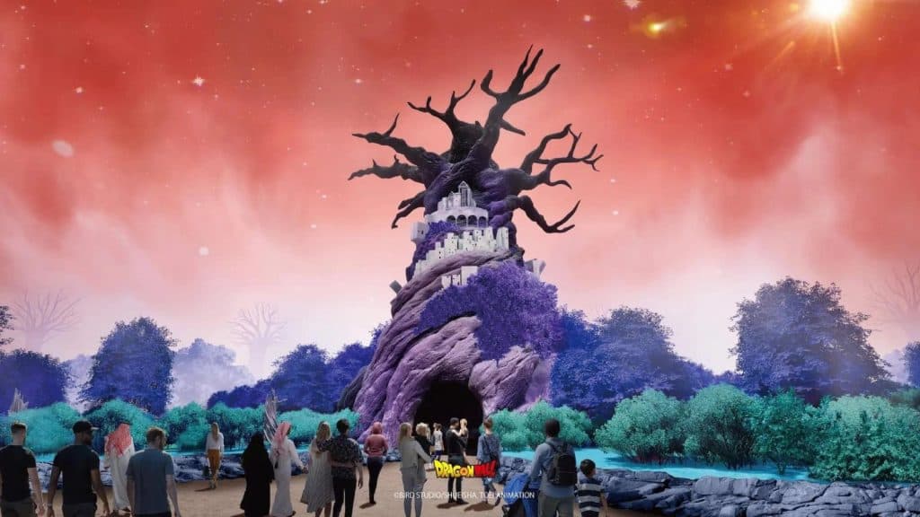concept art de la planete beerus dans le parc d'attractions Dragon Ball
