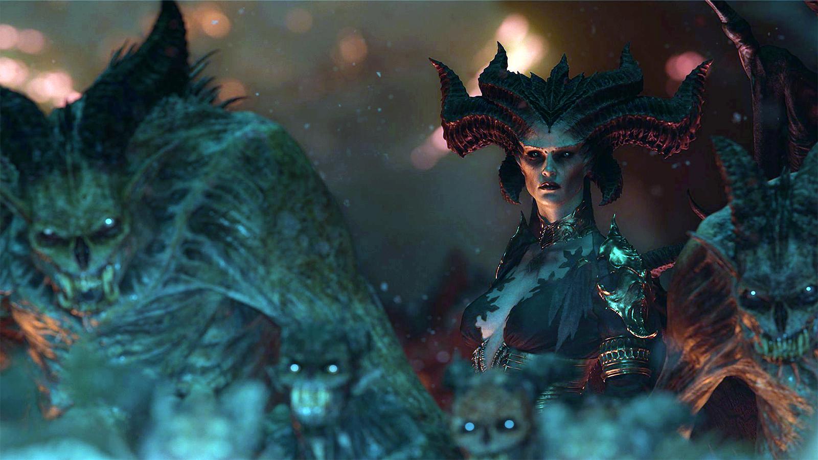 Lilith et des monstres dans Diablo 4