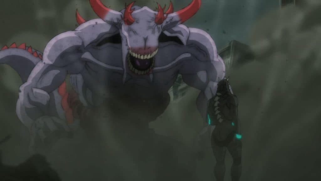 Kafka Hibino contre le Honju ressuscité dans l'episode 4 de l'anime Kaiju No.8