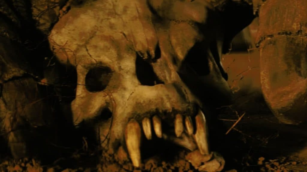 Le crâne d'un griffemort dans le dernier épisode de la saison 1 de Fallout